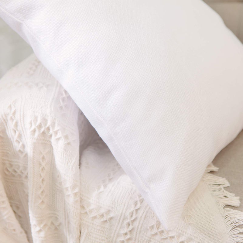NATUS WEAVER 2 Pack White Pillowcase Soft Faux Linen Square Child Decorative Throw Cushion Cover Pillowcase with Smooth Hidden Zipper for Kid 12" x 12 " - Image 5